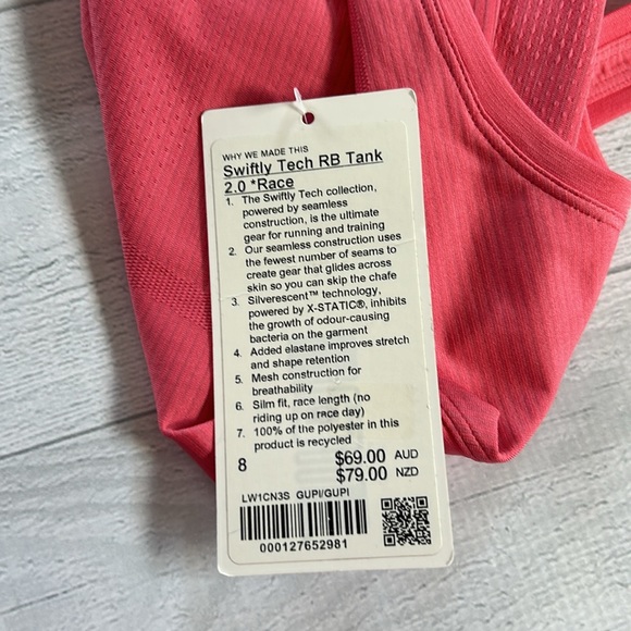 NWT Lululemon Swiftly Tech Racerback Tank Top 2.0 *Race Length Size 8 Guava Pink - Picture 8 of 8